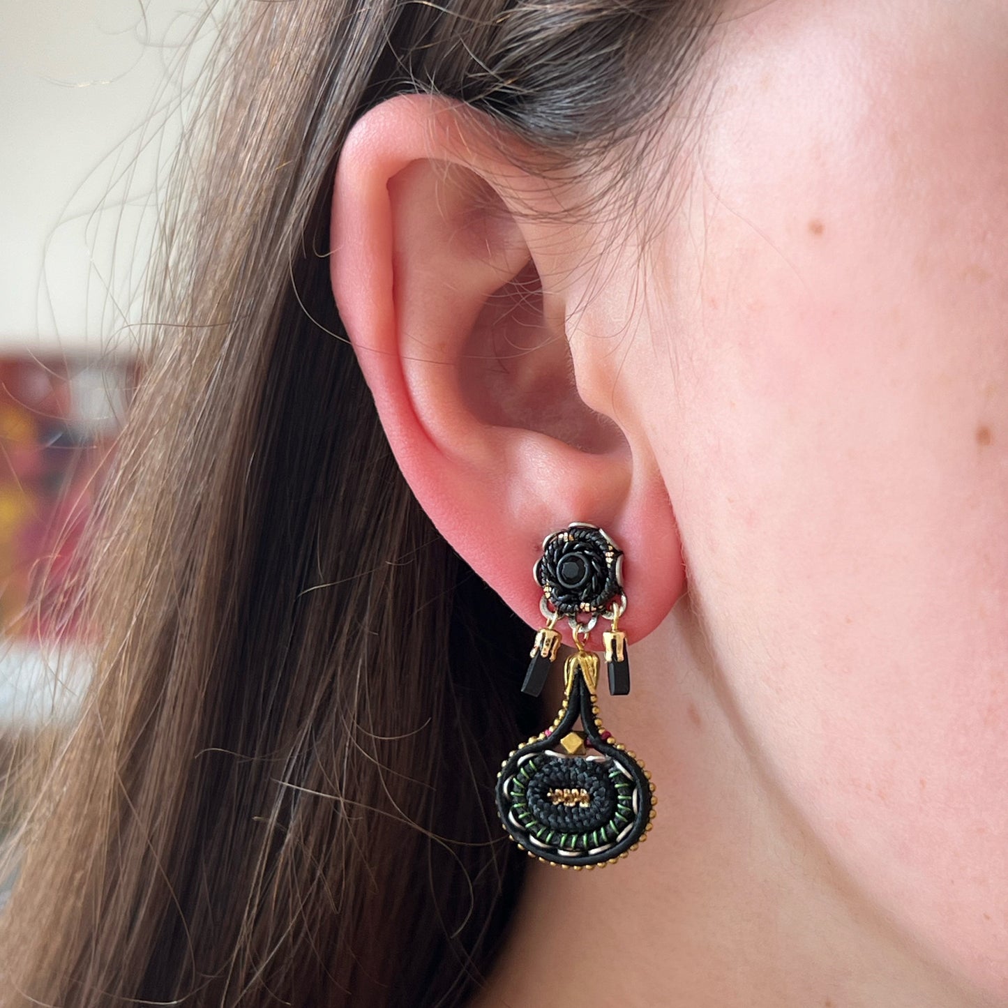 Gilded Black Earrings
