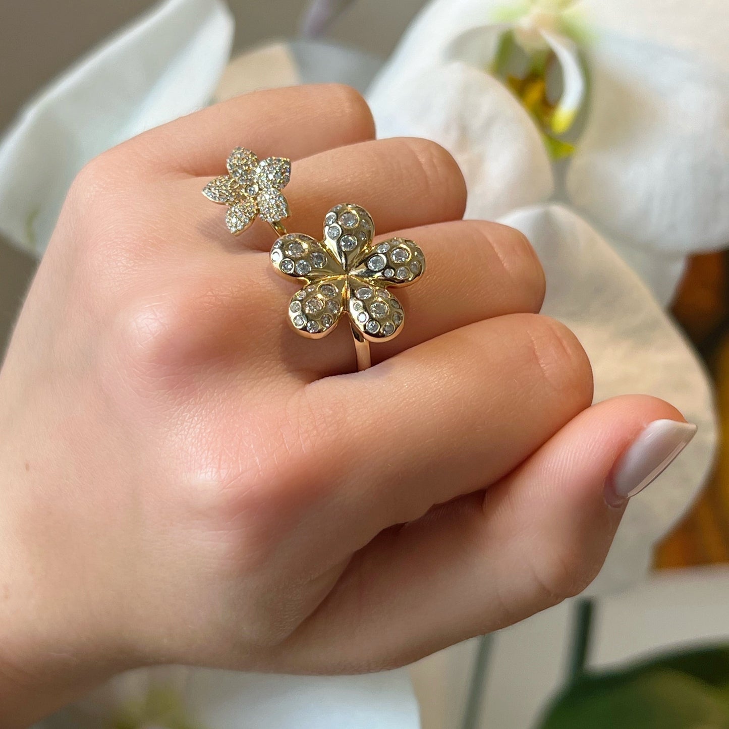Pave Diamond Flower Ring