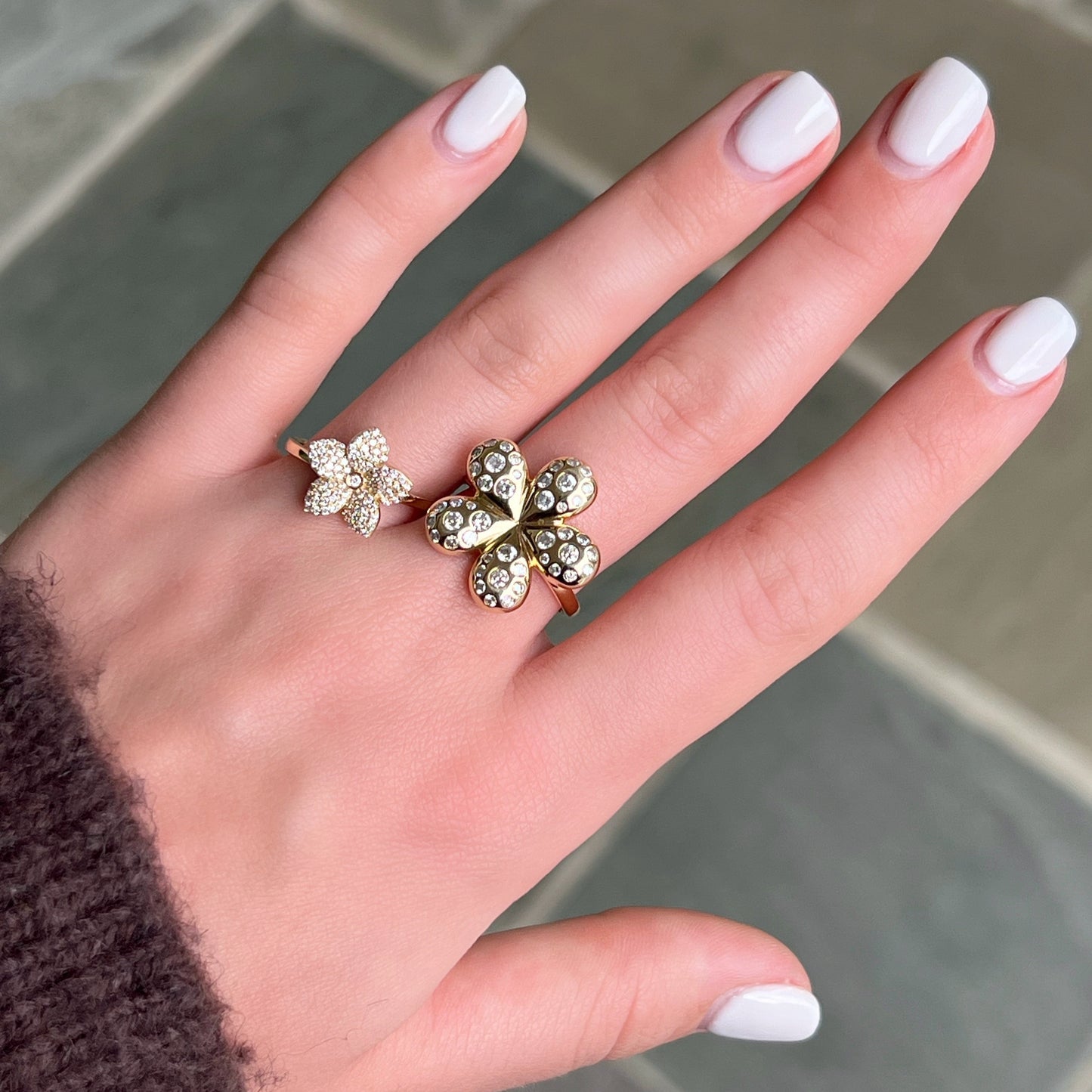 Pave Diamond Flower Ring