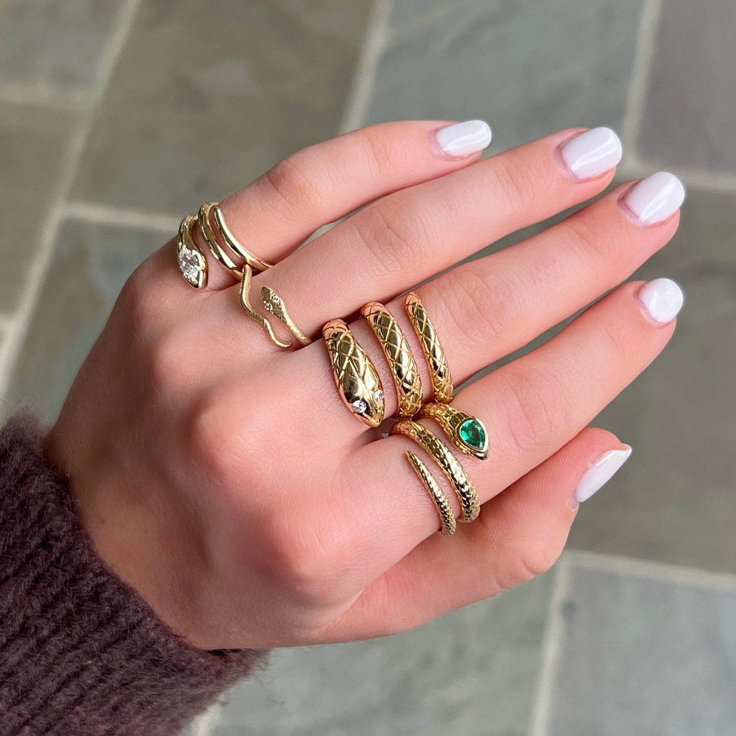 Snake Pinky Ring with Diamond Head