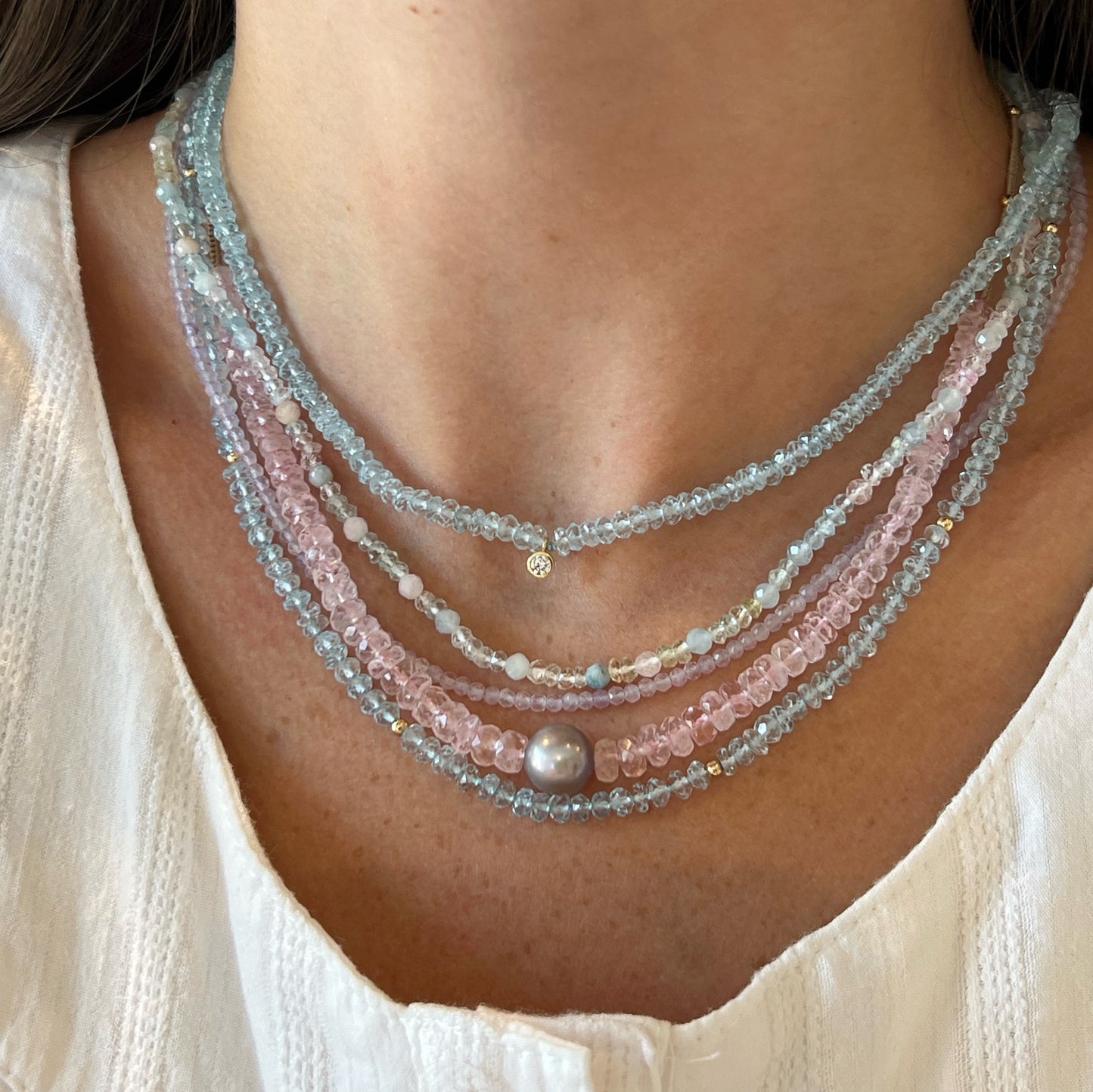 Sky Blue Topaz Beaded Necklace