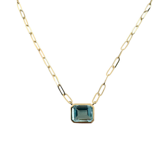 Sky Blue Topaz Solitaire Necklace