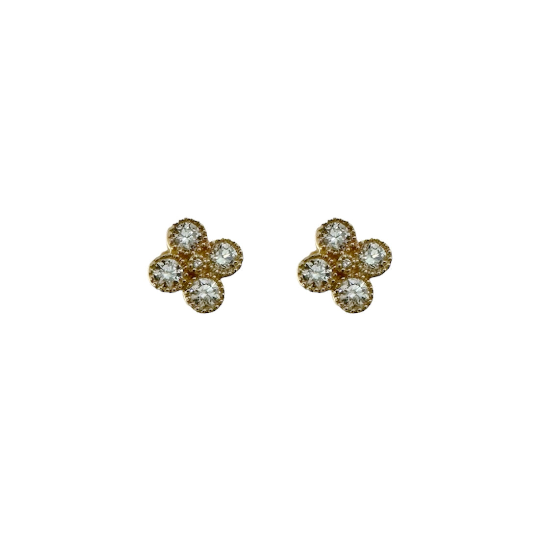 Milgrain Bezel Quad Diamond Earrings