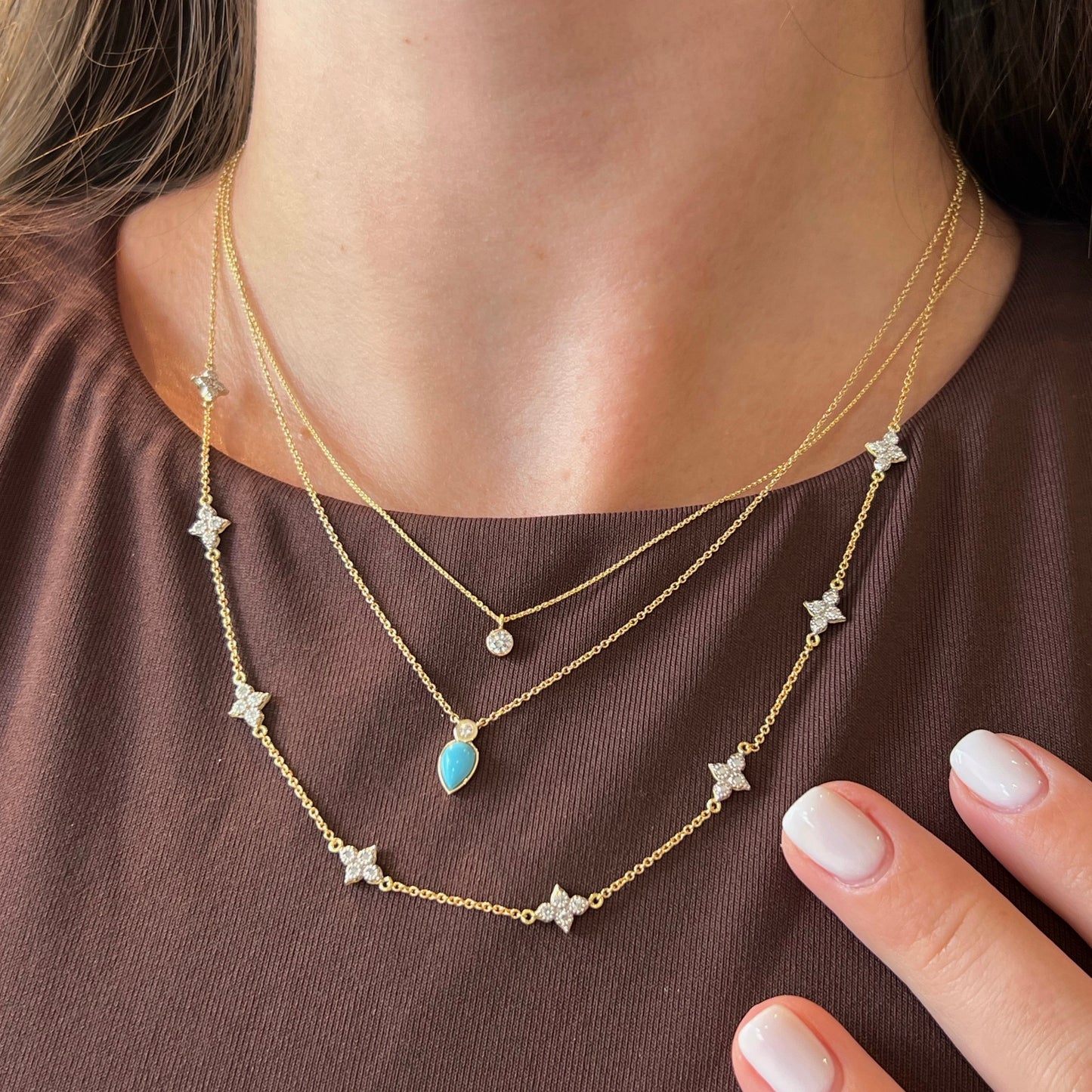 Moroccan Quad Diamond Station Necklace