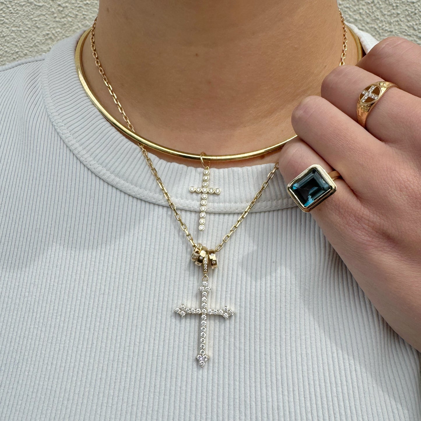Bezel Set Diamond Cross Pendant