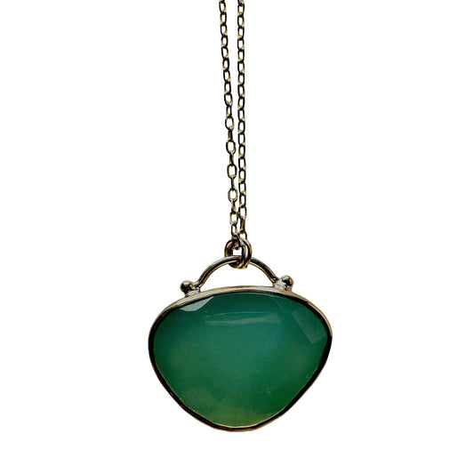 Bezel Set Chrysoprase Necklace