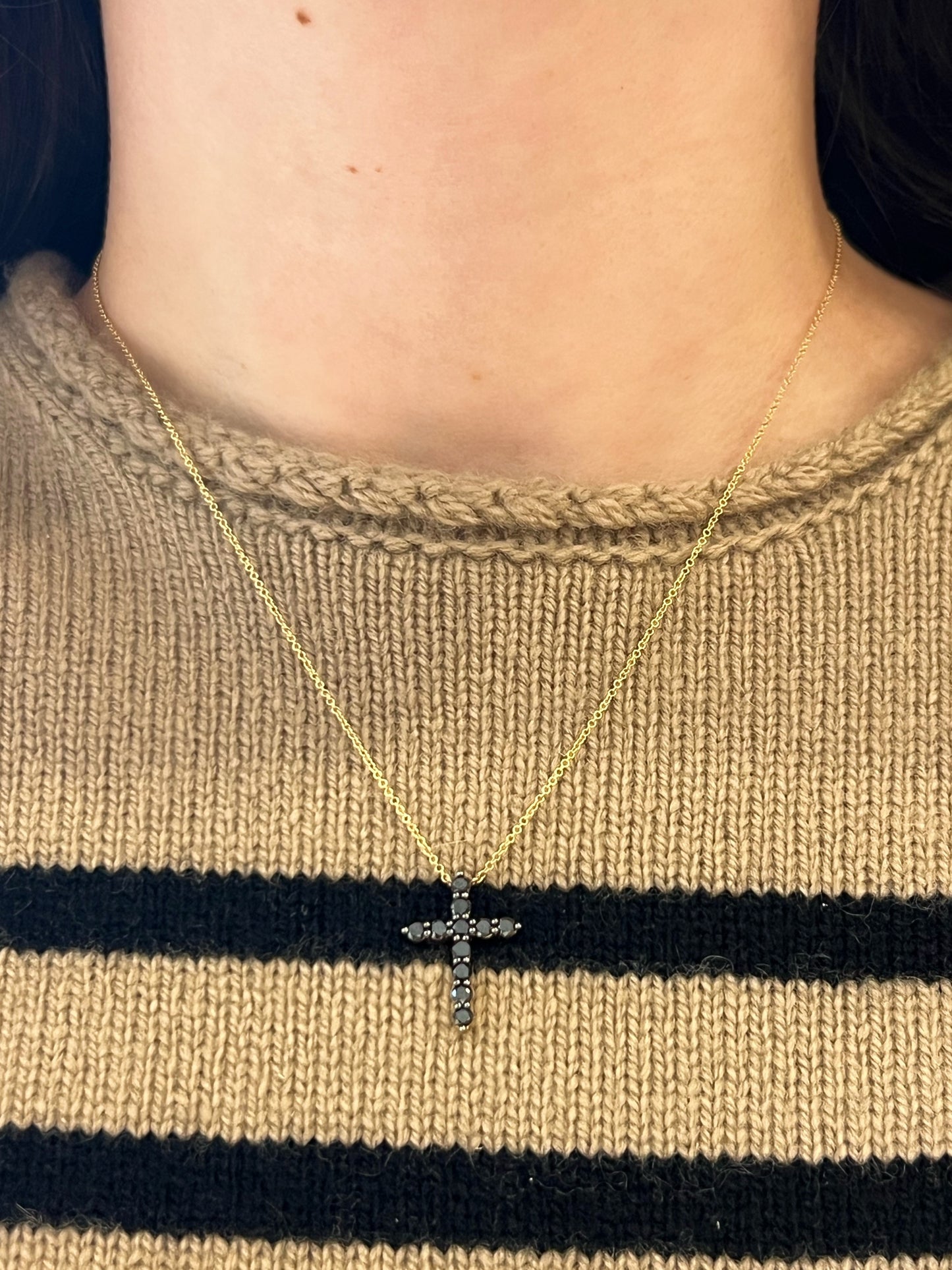 Black Diamond Cross Necklace