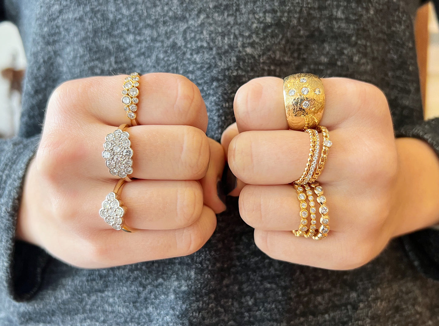Diamond Cluster Bezel Set Ring