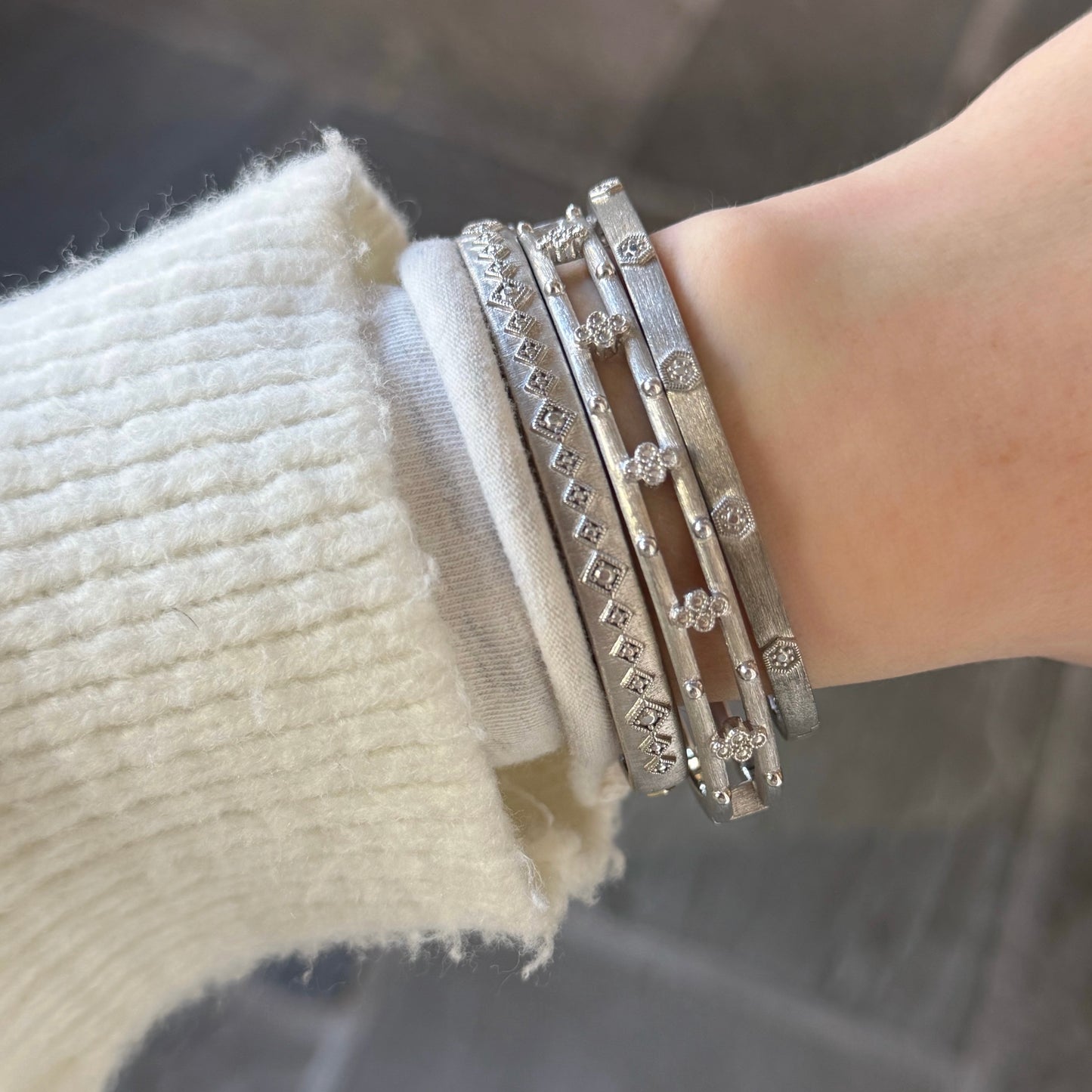 Mixed Metal Diamond Kite Bangle