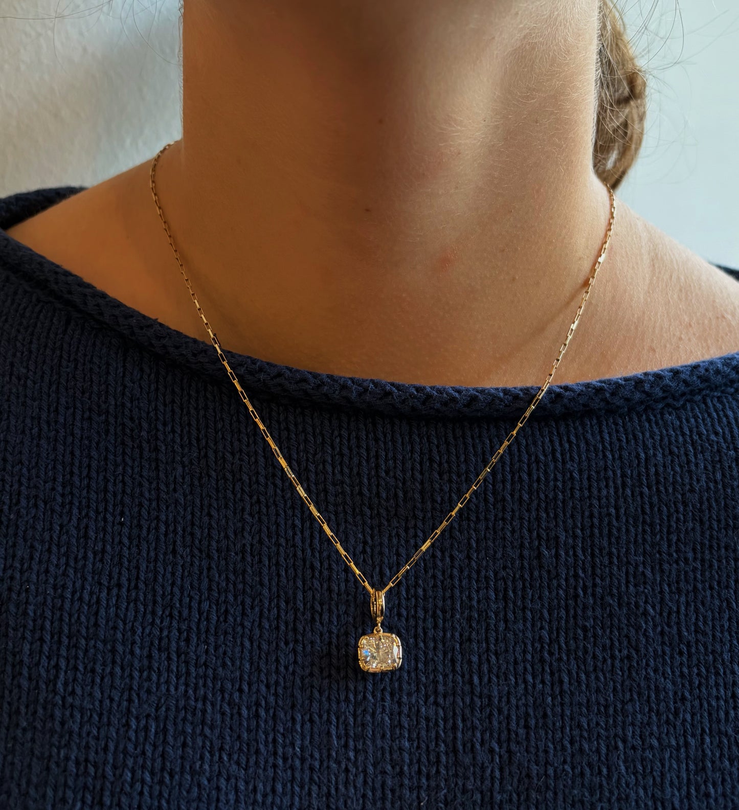 Lab Grown Elongated Cushion Diamond Pendant