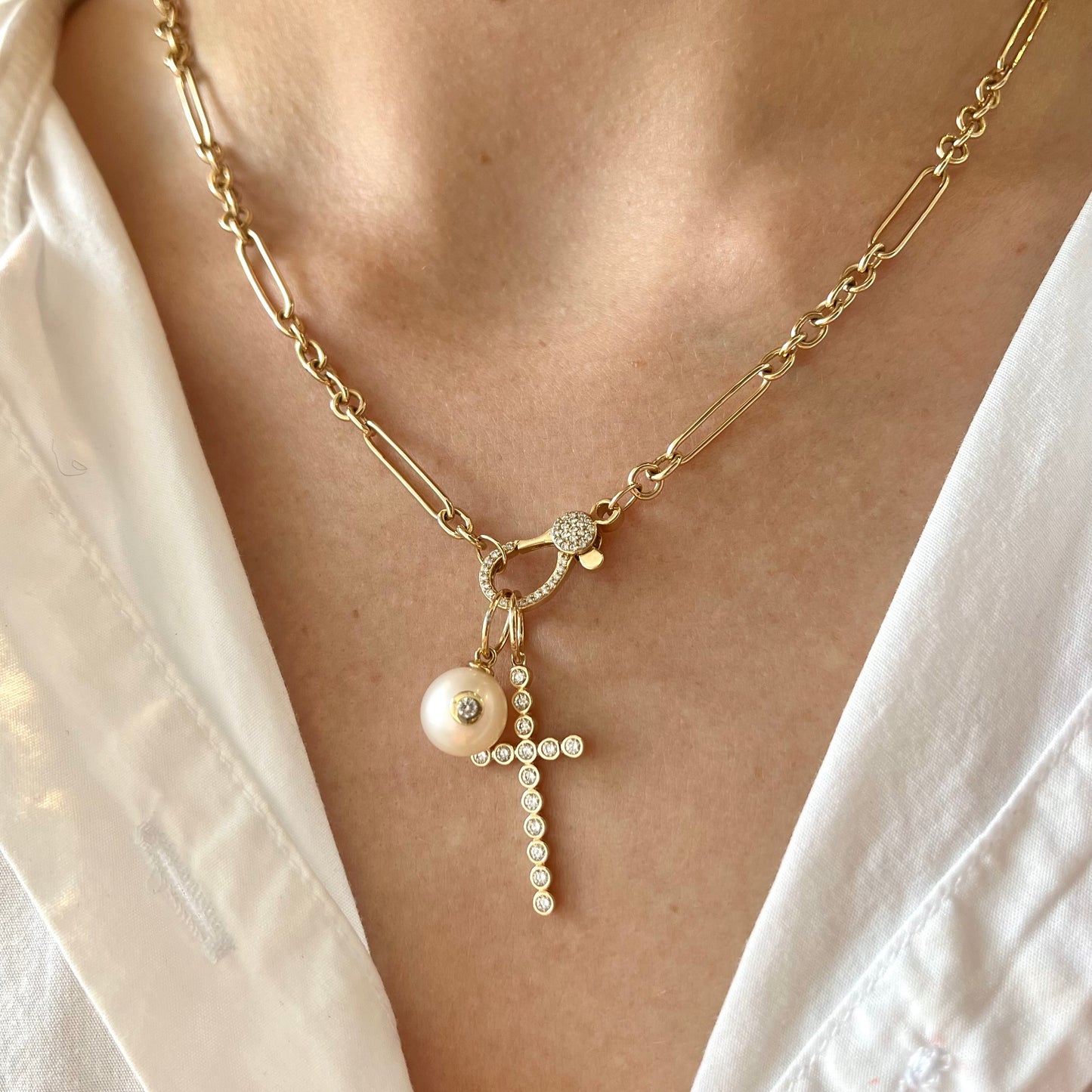 Bezel Set Diamond Cross Pendant