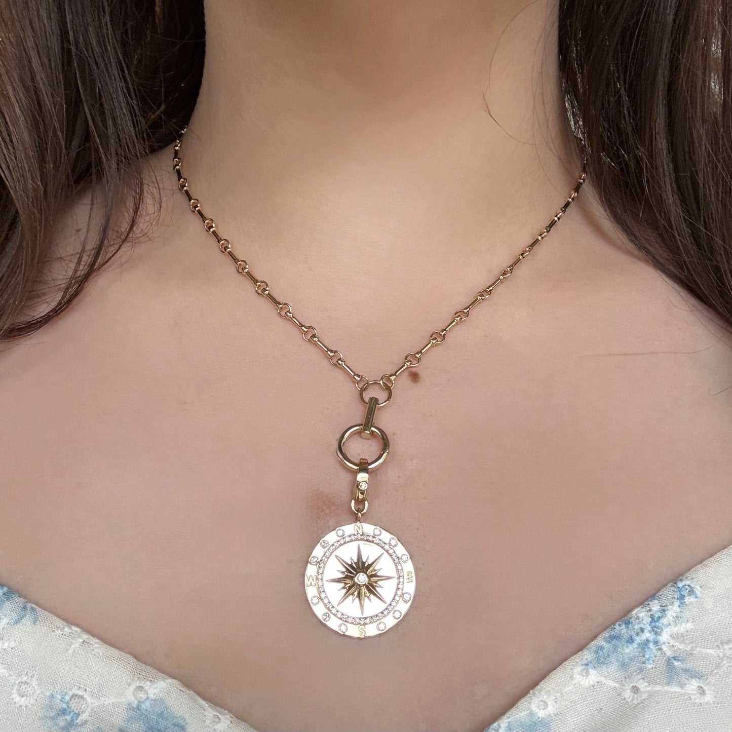 Gold and Diamond Compass Pendant