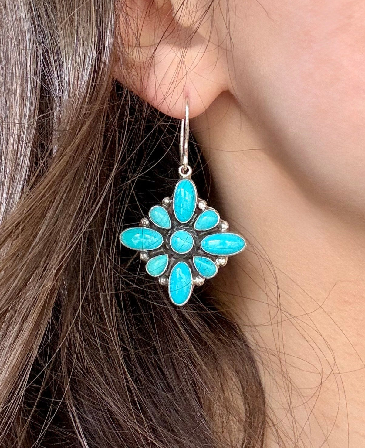 Sleeping Beauty Turquoise Star Dangle Earrings