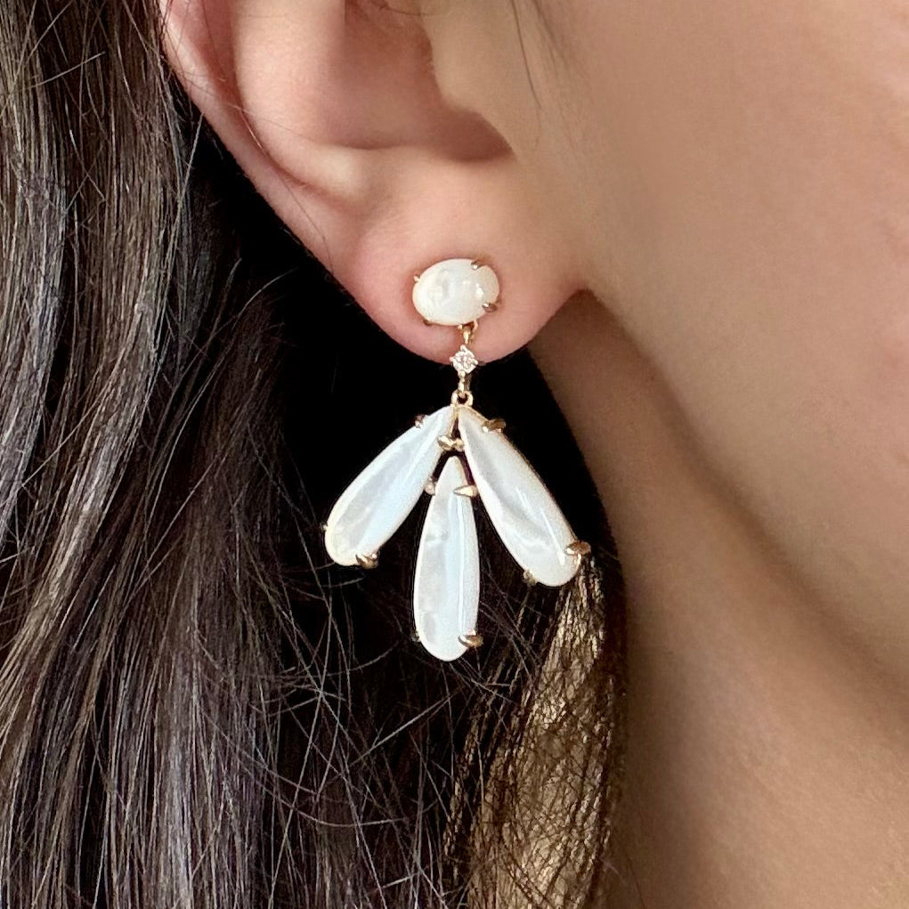Diamond & Mother of Pearl Dangle Earrings