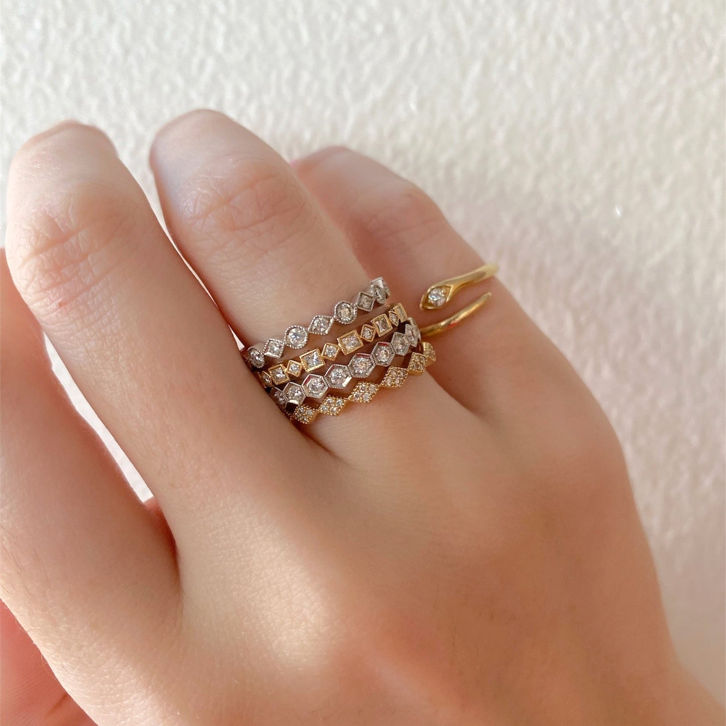 Hexagonal Milgrain Diamond Eternity Ring