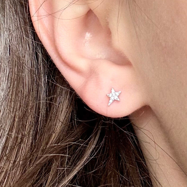 Pave Diamond Star Earrings