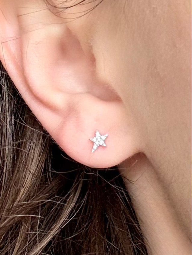 Pave Diamond Star Earrings