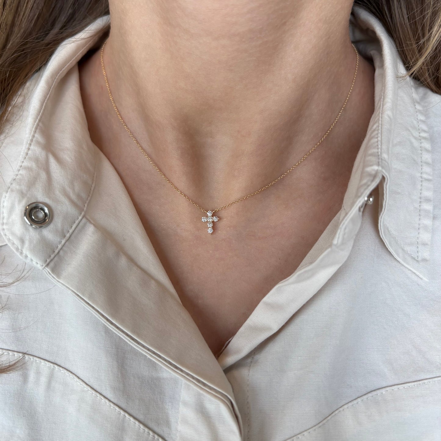 Mini Diamond Cross Necklace
