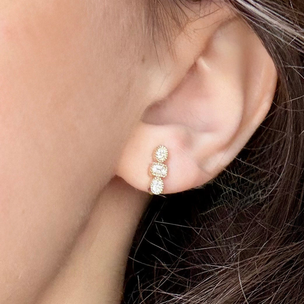 Milgrain Diamond Studs