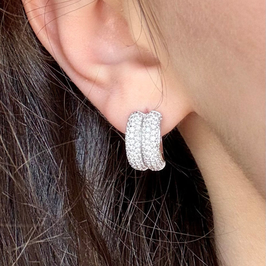 Double Stack Pave Diamond Huggies