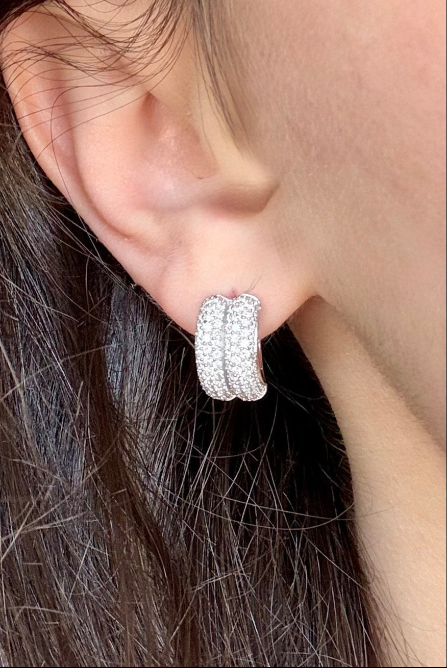 Double Stack Pave Diamond Huggies