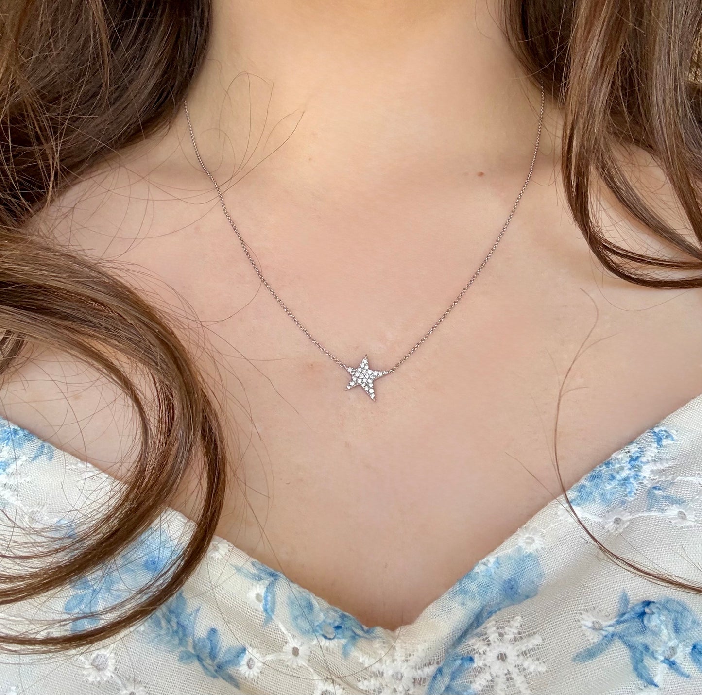 Pave Diamond Star Necklace