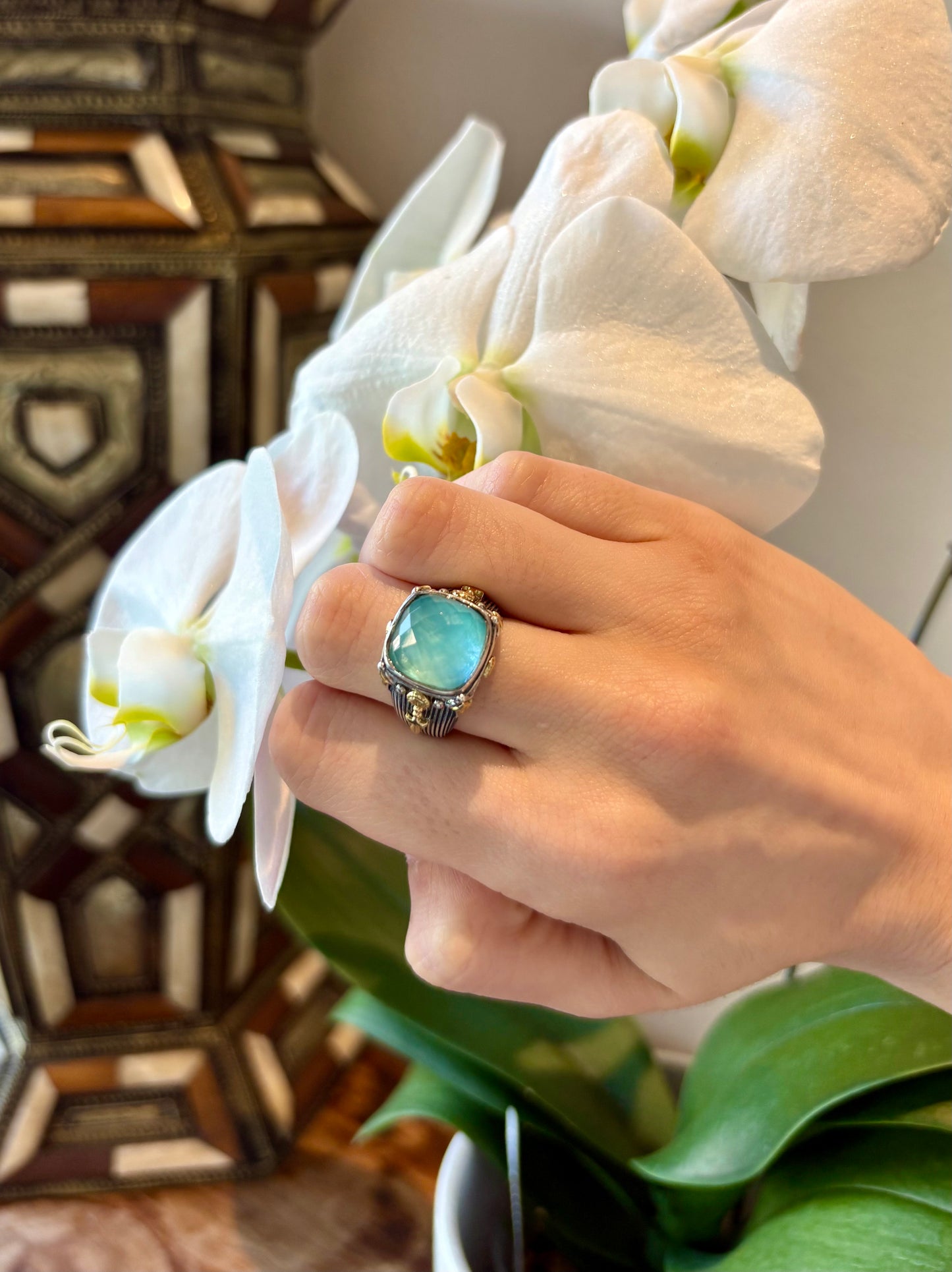 Aquamarine Mixed Metal Ring