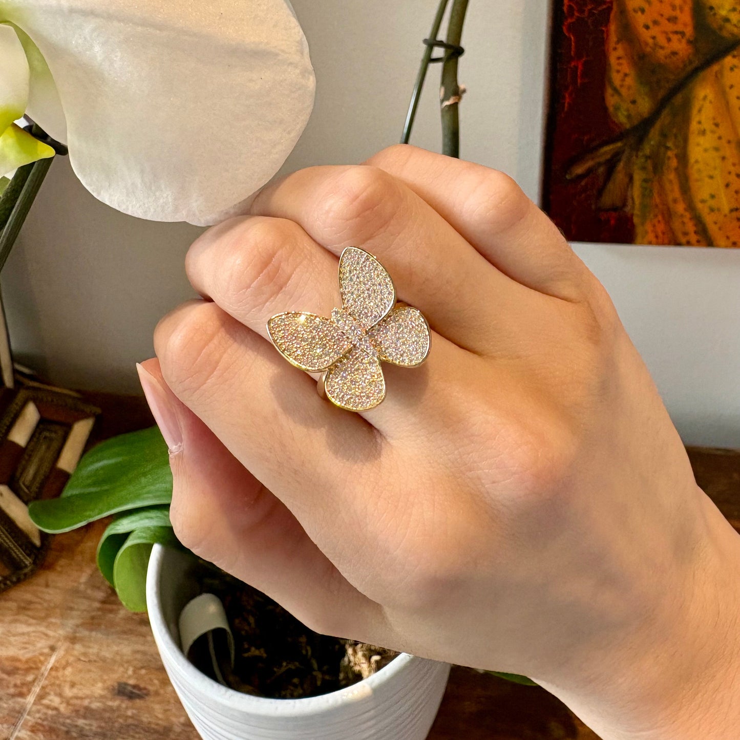 Diamond Butterfly Ring