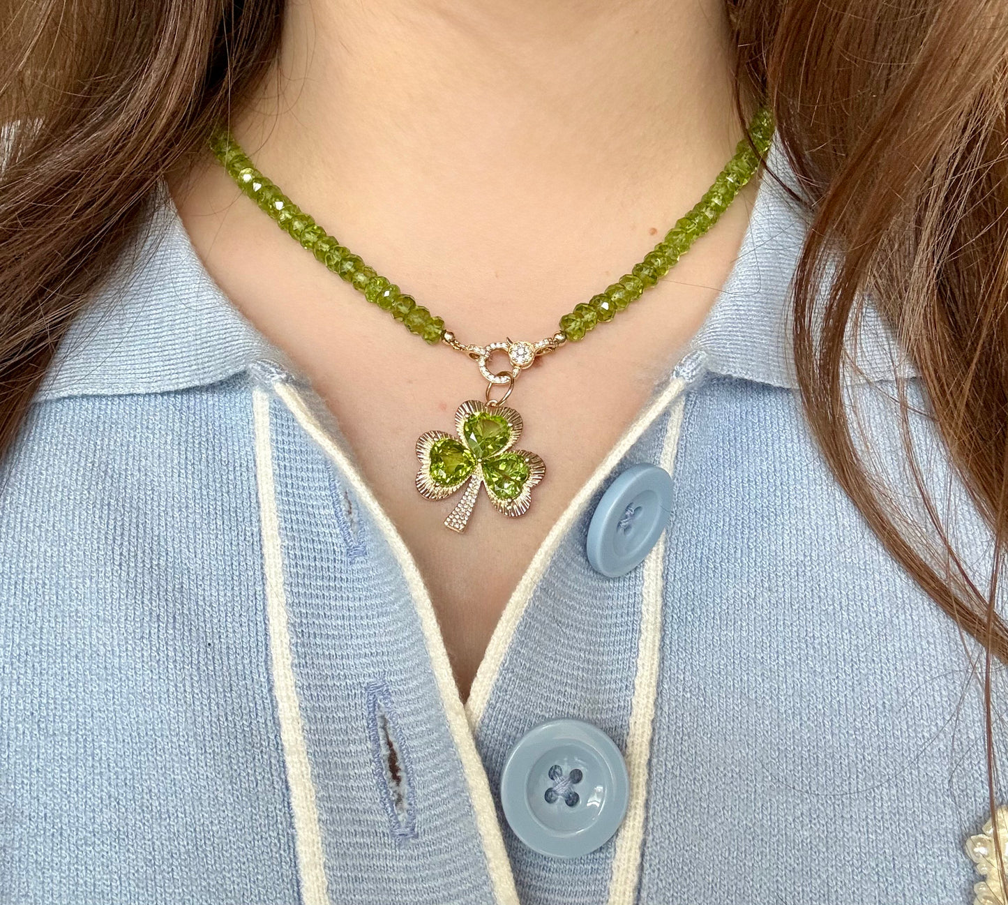 Shamrock Diamond & Peridot Pendant