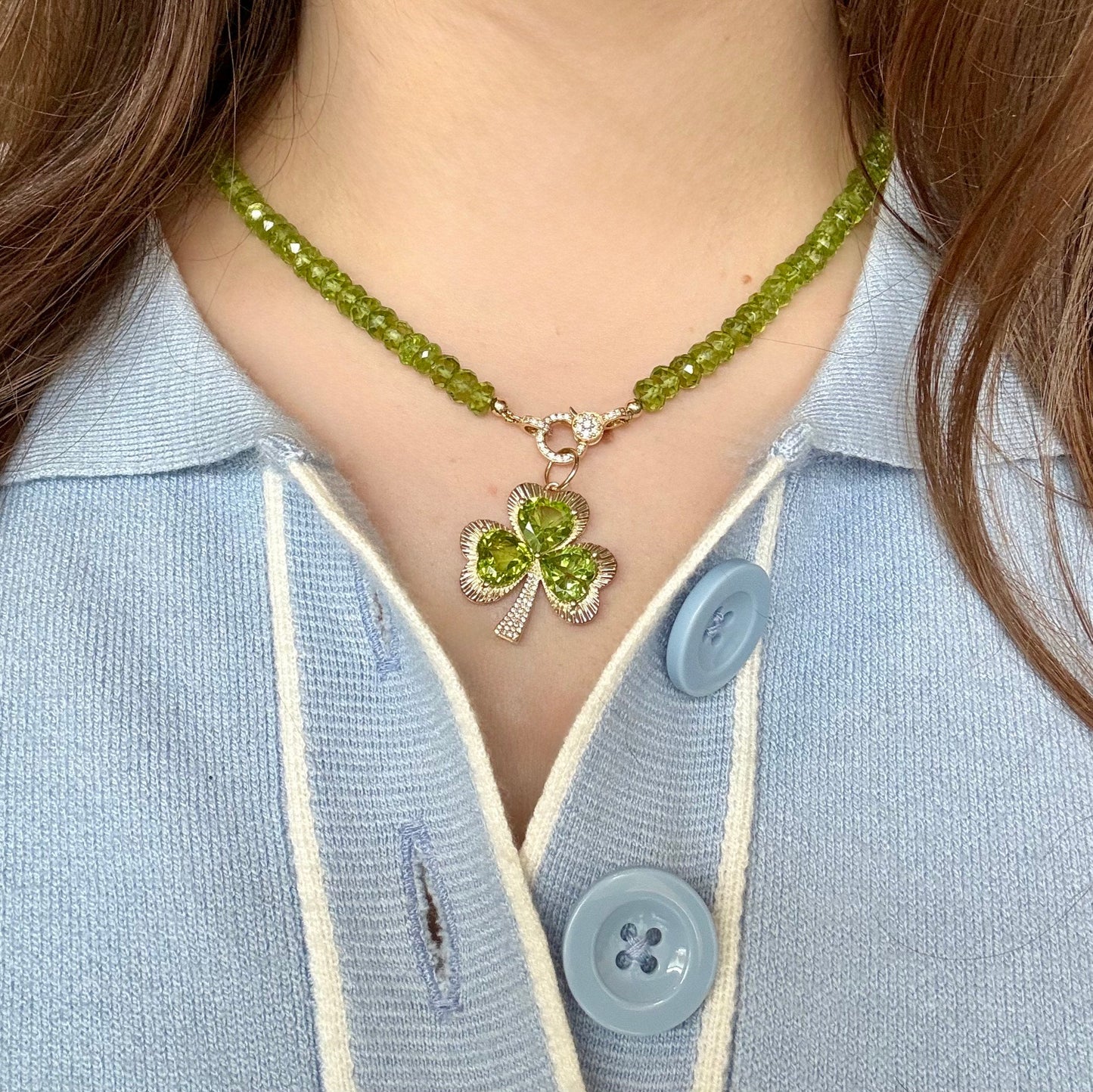 Shamrock Diamond & Peridot Pendant