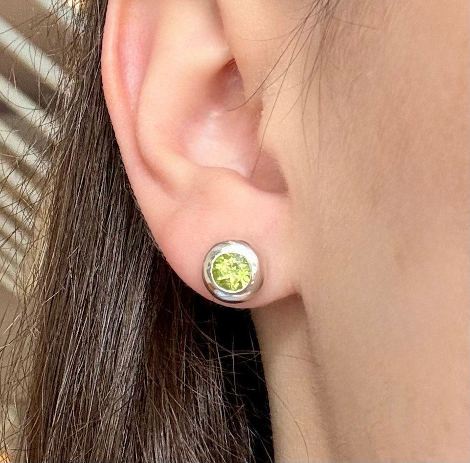 Smooth Peridot Studs