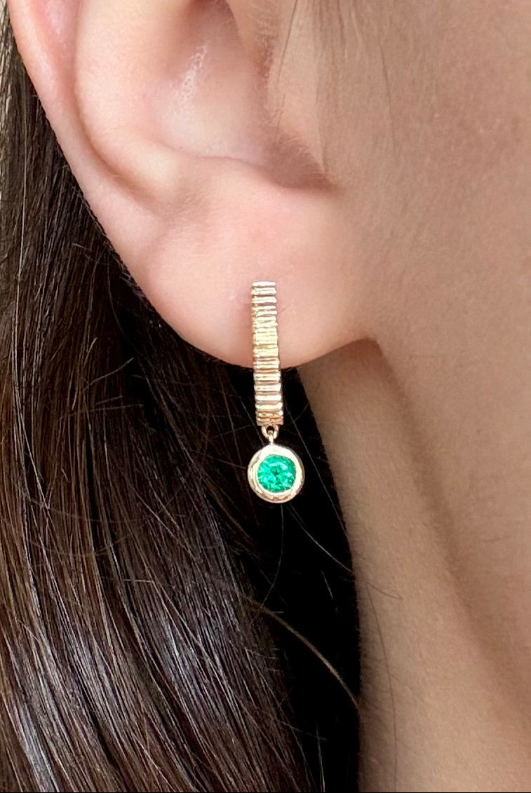 Emerald Dangle Huggies