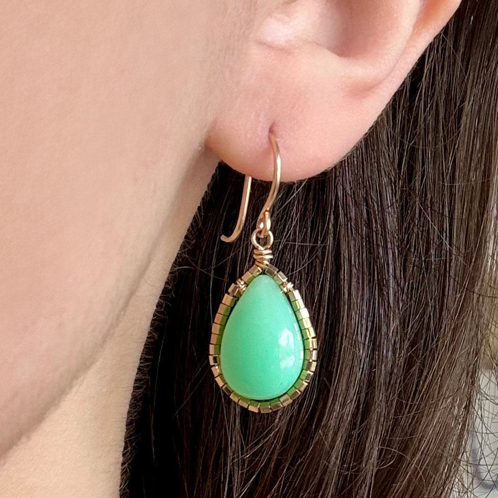 Tear Drop Chrysoprase Earrings