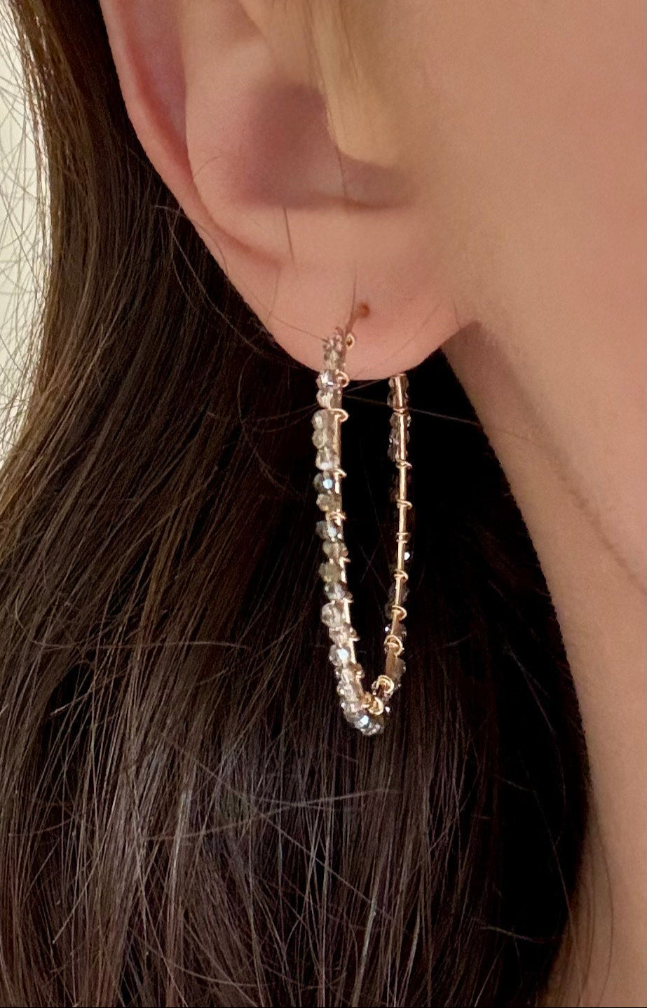 Champagne Crystal Hoops