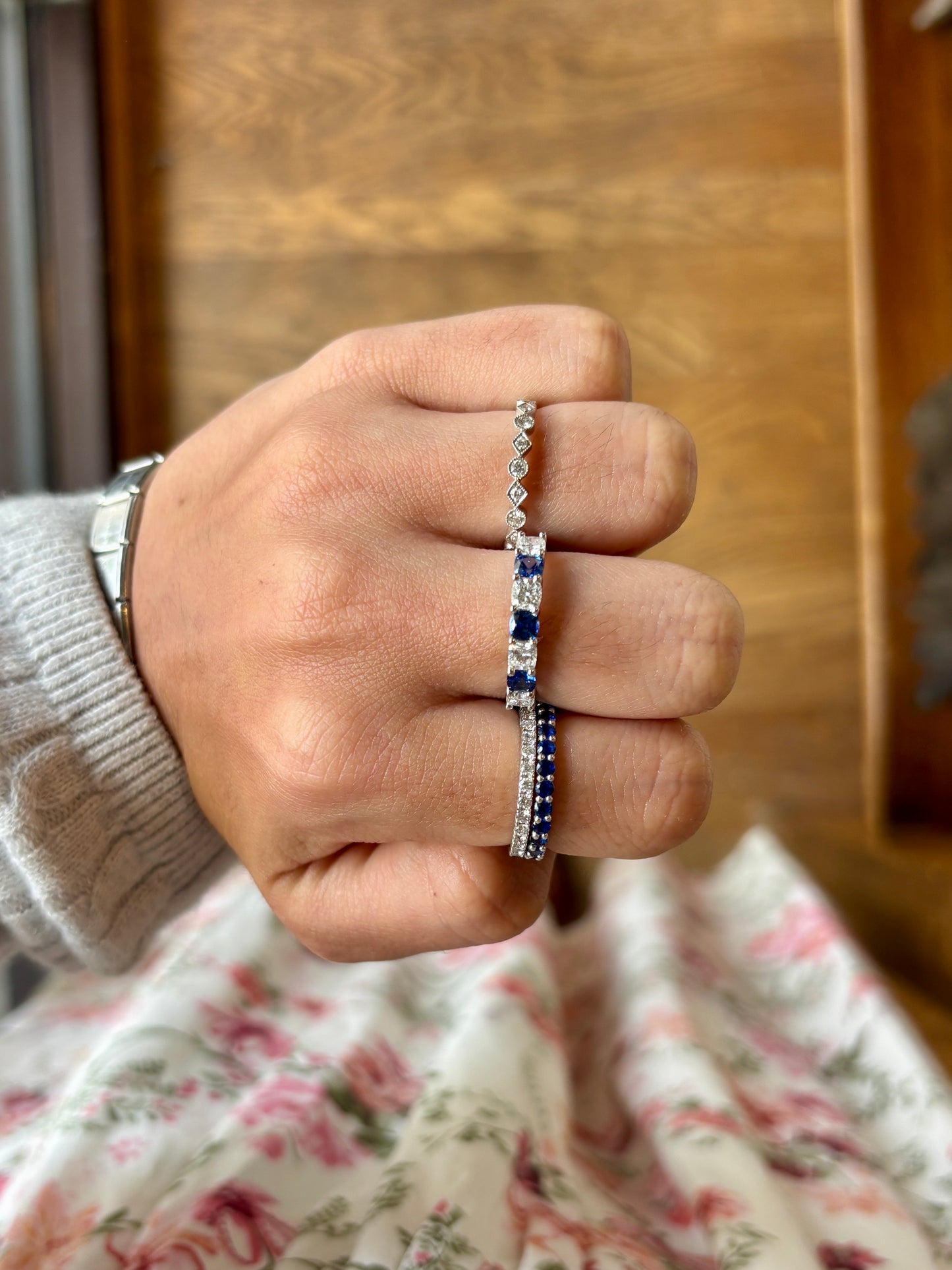 Lab Diamond and Sapphire Anniversary Band