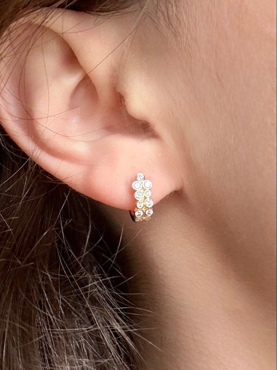 Bezel Set Diamond Huggies