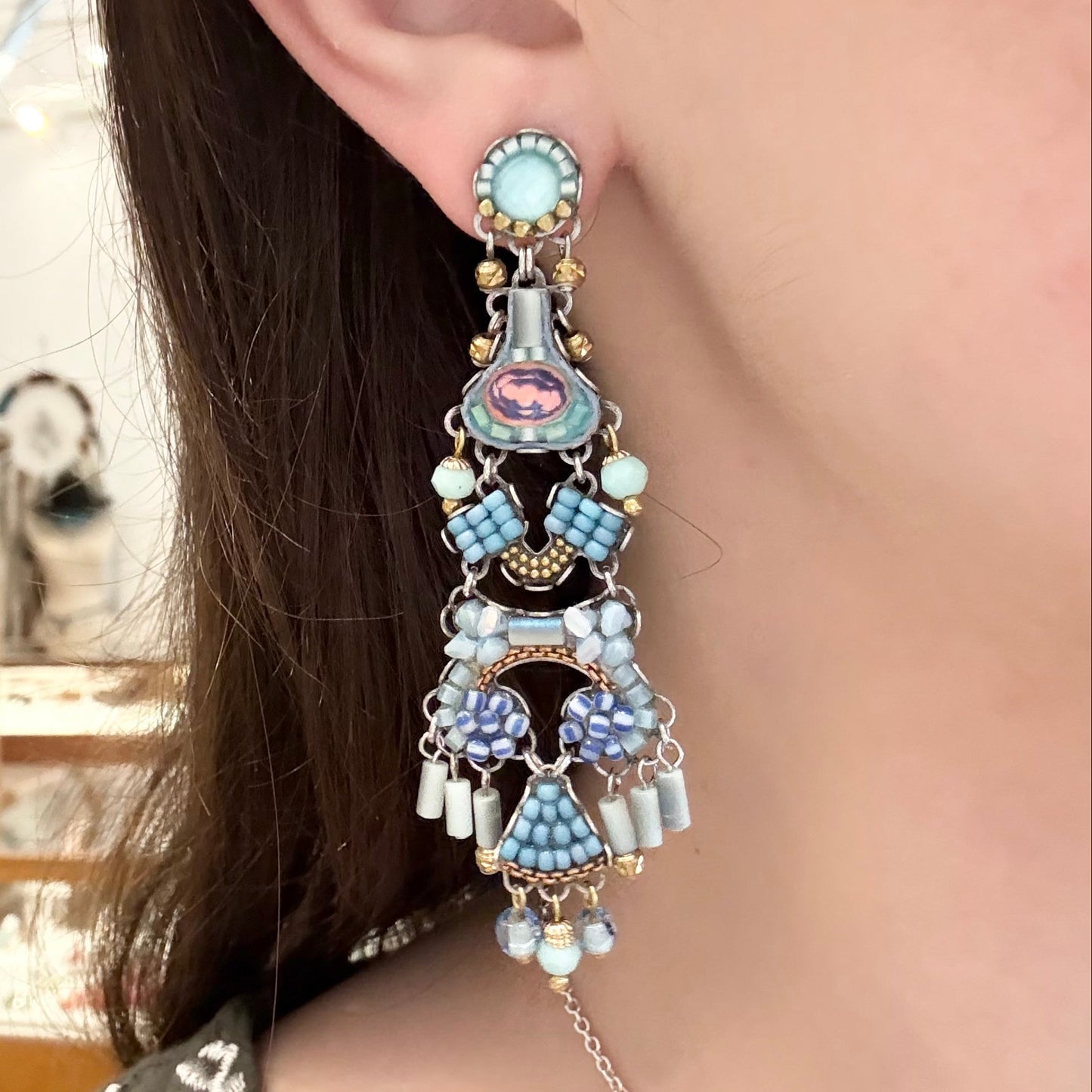 Large Blue Bird Earrings