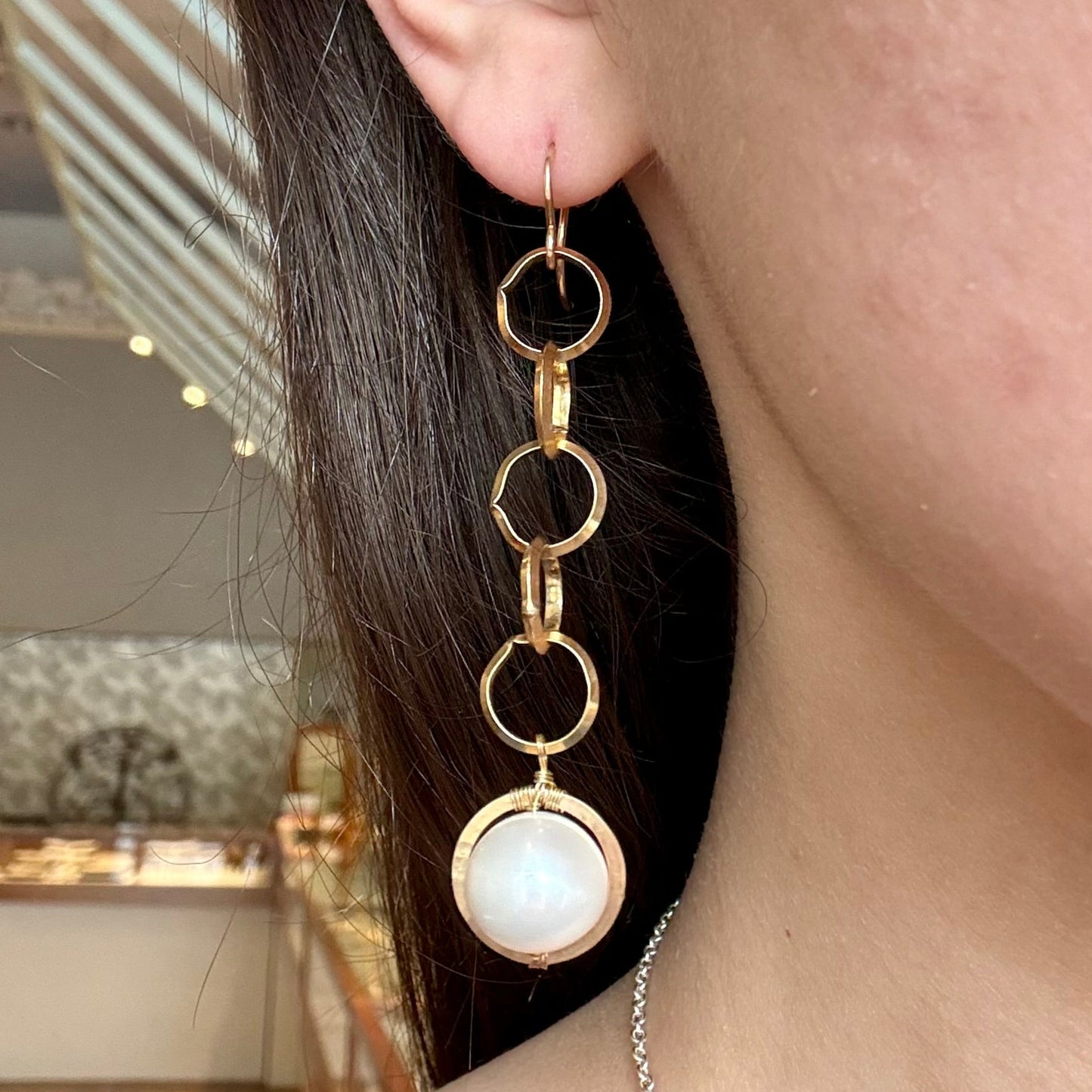 Interlocking Loops Pearl Dangle Earrings