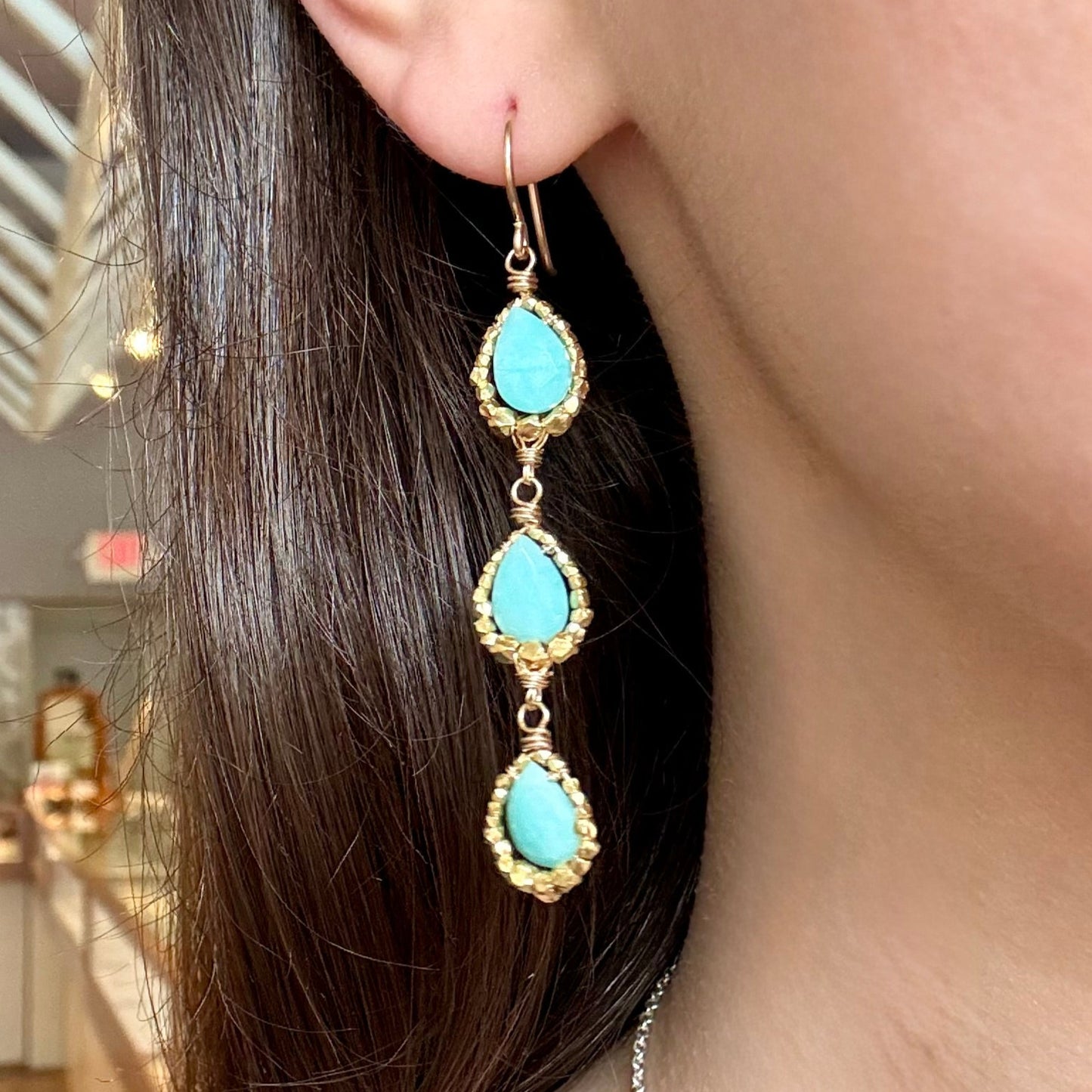 Amazonite Tear Drop Earrings
