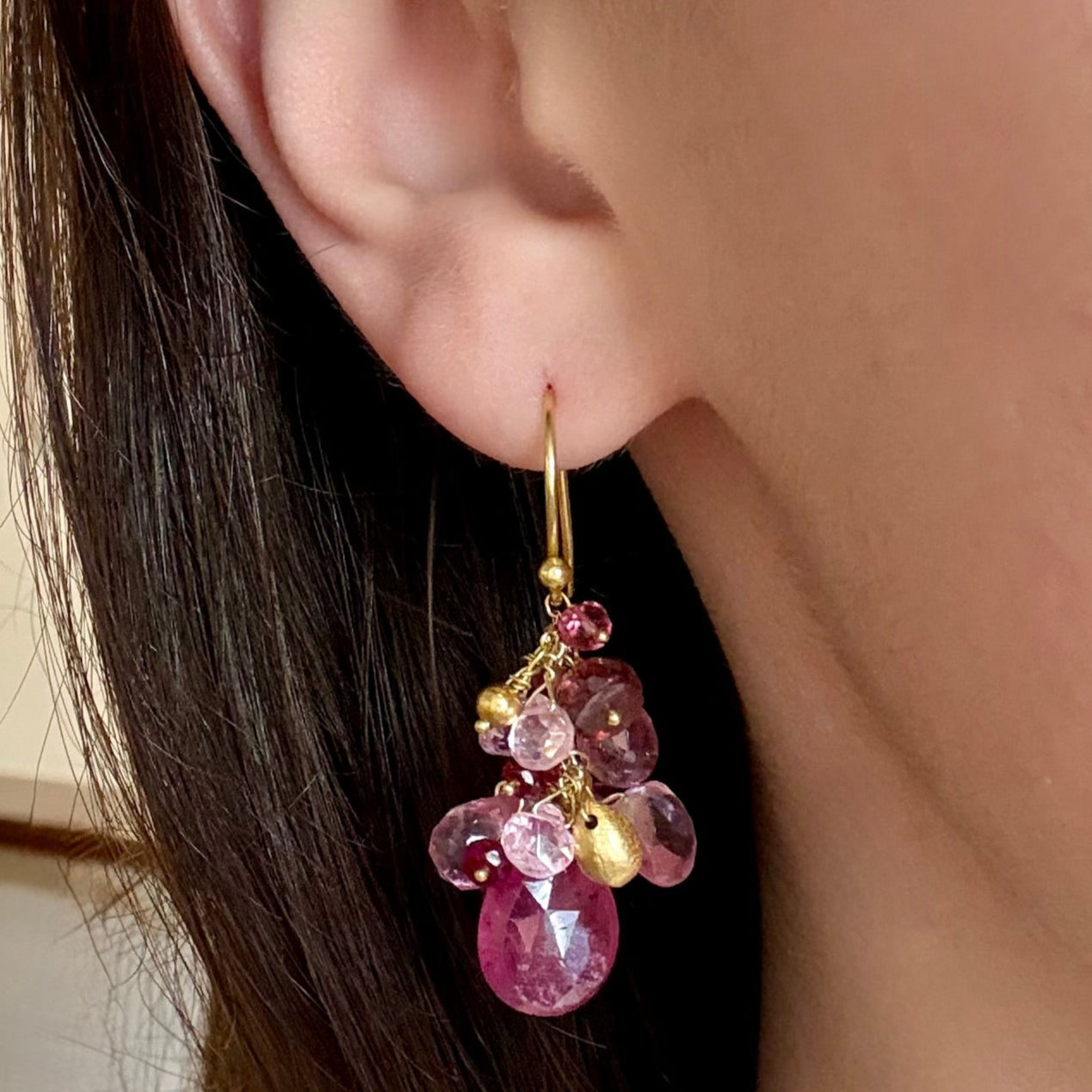 Pink Quartz, Rubellite Tourmaline & Pink Tourmaline Earrings