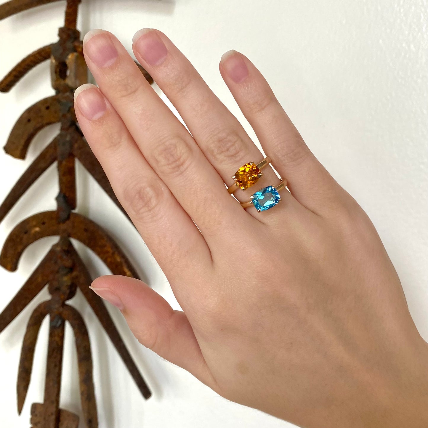 Cushion Cut Citrine Ring