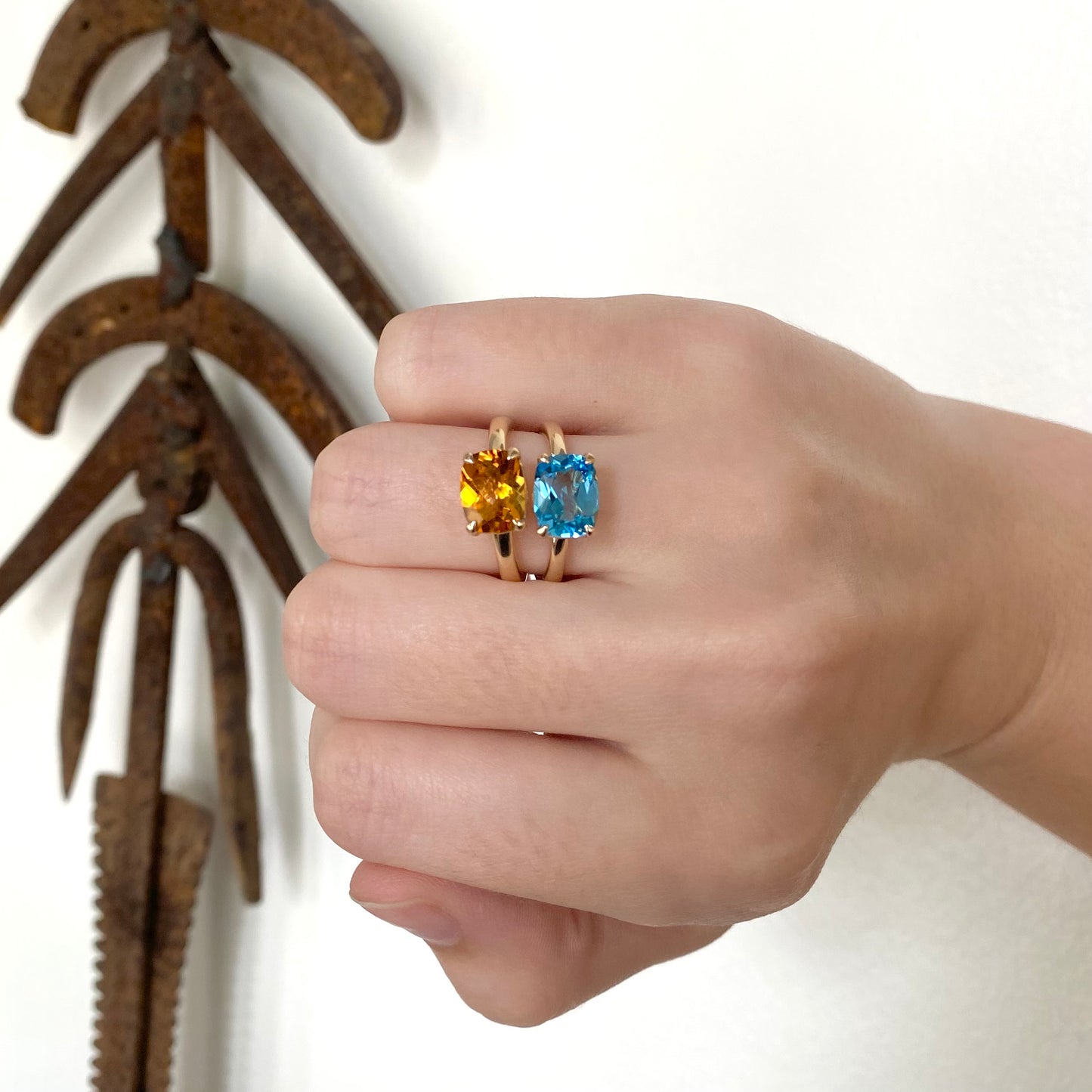 Cushion Cut Citrine Ring