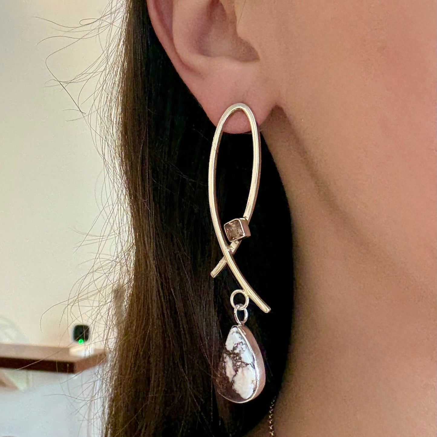 Wild Horse Turquoise & Smokey Quartz Earrings