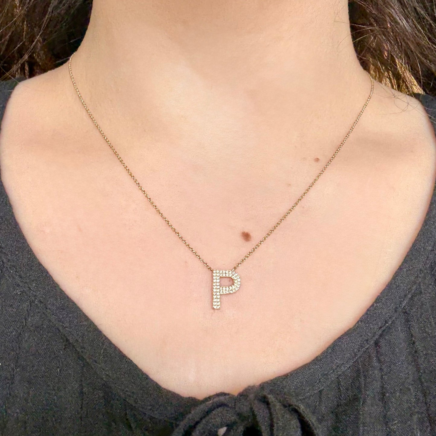 Pave Diamond "P" Necklace