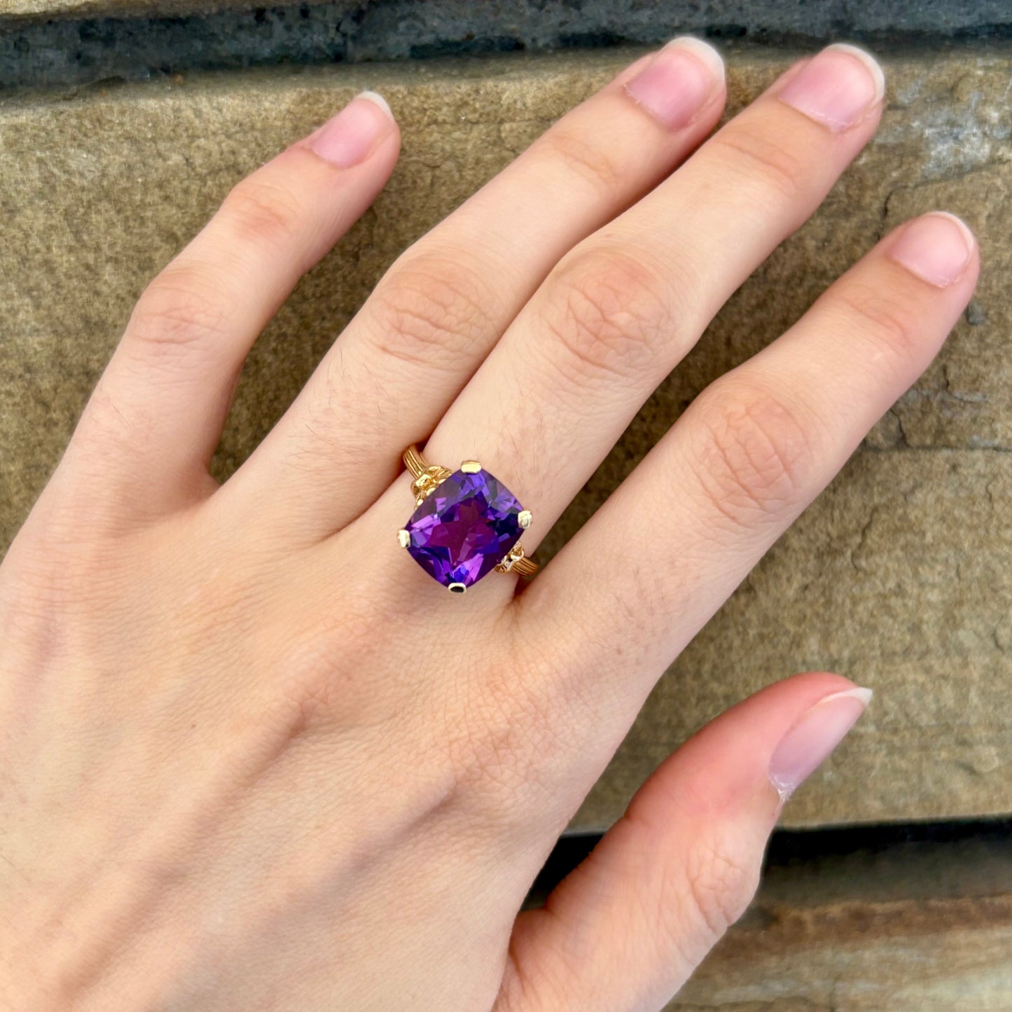 Cushion Cut Amethyst Ring
