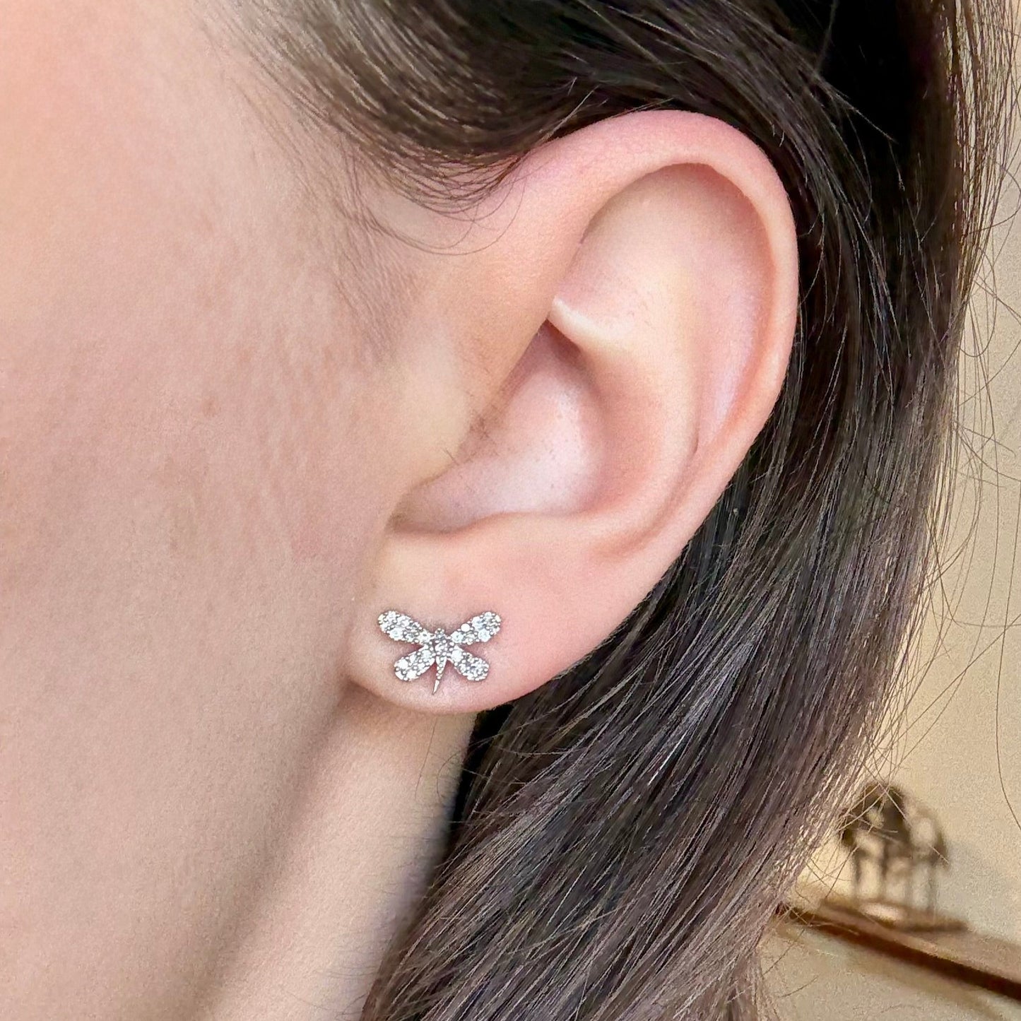 Pave Diamond Dragonfly Studs