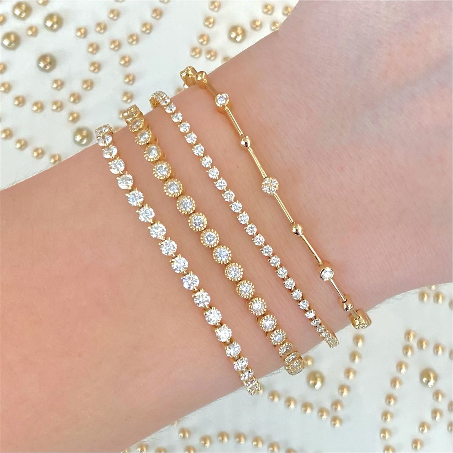 Alternating Bezel Diamond & Link Bracelet