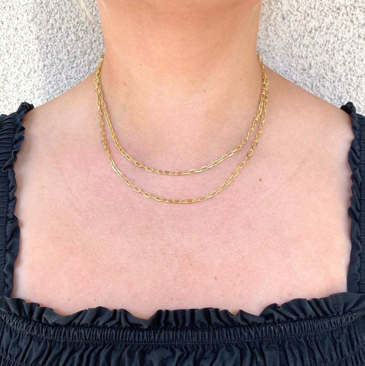 Double Rectangle Pre-Layered Chain Necklace