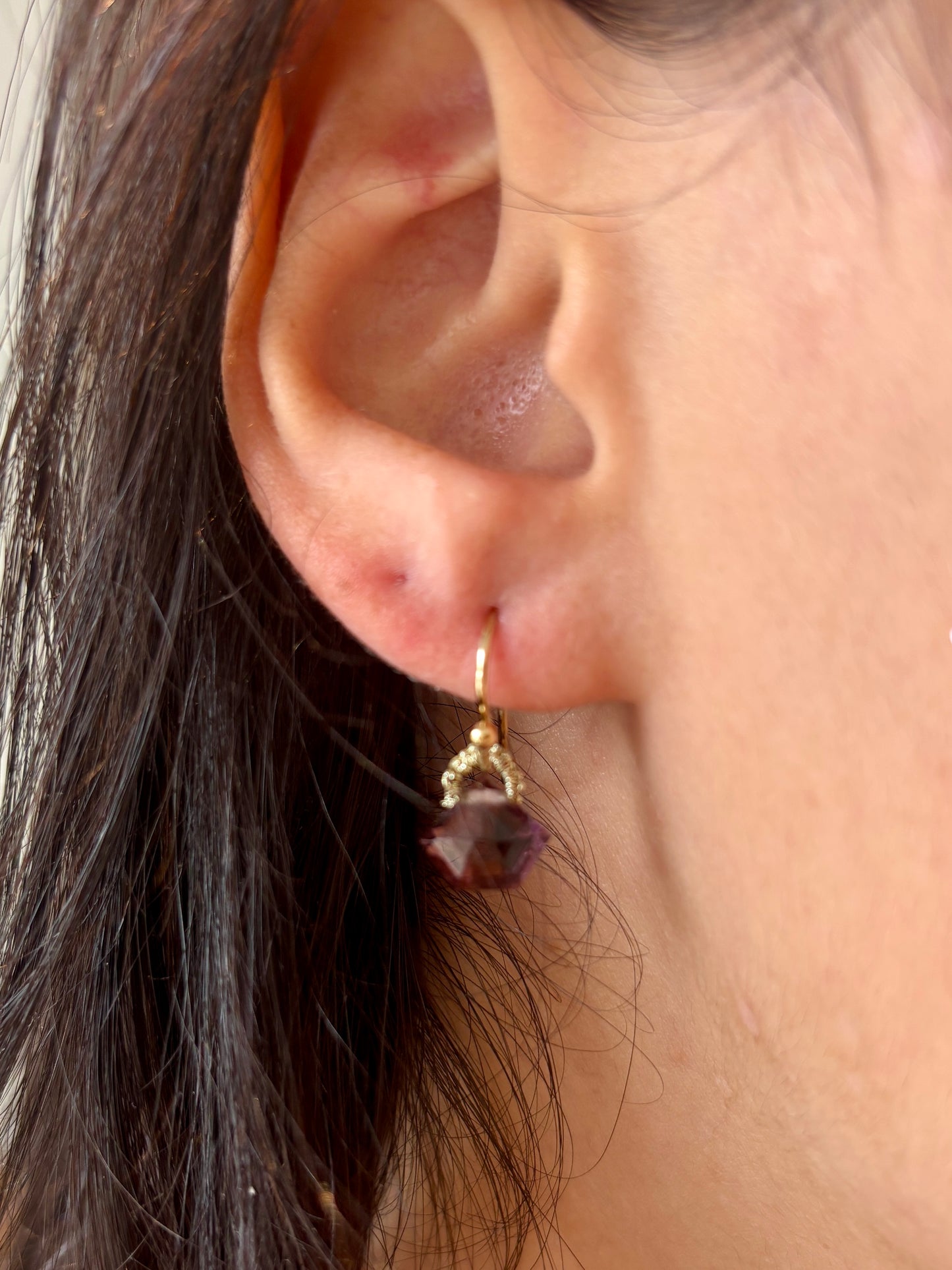 Mini Amethyst Wire Hook Earrings