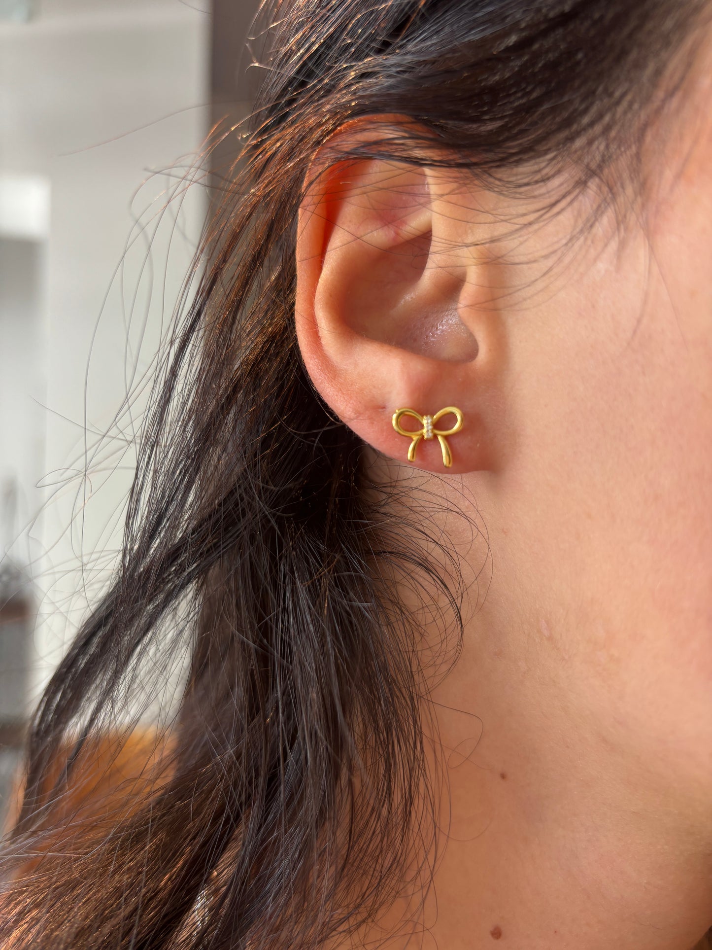 Gold Vermeil Bow Stud Earrings